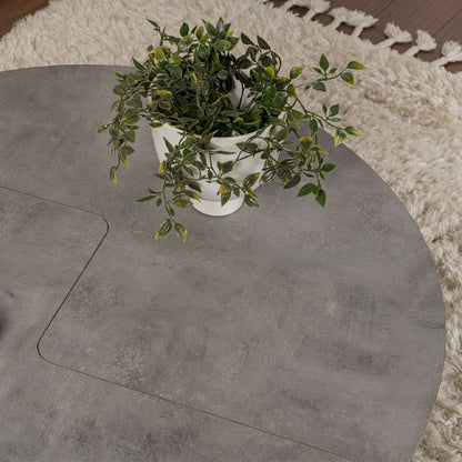 Τραπεζάκι Σαλονιού Σετ 2 Τμχ Moira Χρώμα Γκρι Σκυροδέματος Φ90x41