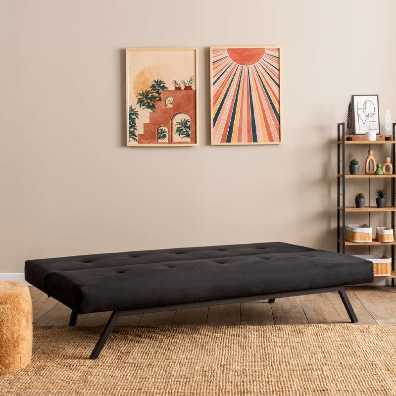 Καναπές - Κρεβάτι Zola Τριθέσιος Υφασμάτινος Χρώμα Μαύρο 180x64x78