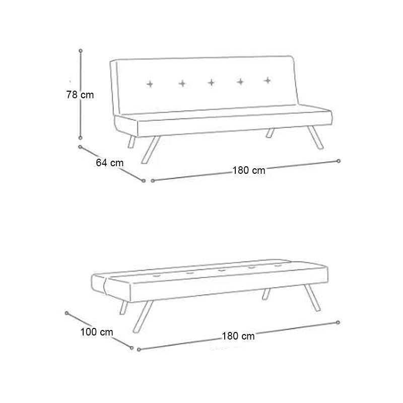 Καναπές - Κρεβάτι Zola Τριθέσιος Υφασμάτινος Χρώμα Γκρι 180x64x78