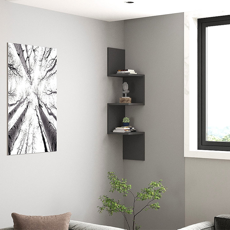 Ραφιέρα Τοίχου Zikzak Χρώμα Ανθρακί 25x25x105,4