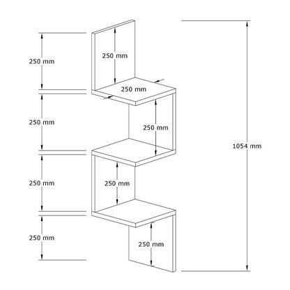 Ραφιέρα Τοίχου Zikzak Χρώμα Λευκό 25x25x105,4
