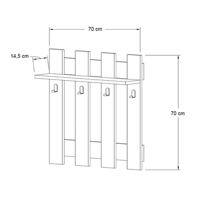 Κρεμάστρα Τοίχου Carina Χρώμα Sapphire Oak 70x18x70