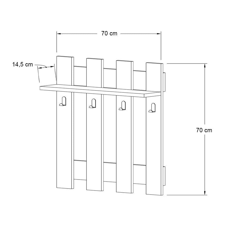 Κρεμάστρα Τοίχου Carina Χρώμα Καρυδί 70x18x70