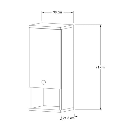 Ντουλάπι Μπάνιου Επιτοίχιο Mis Χρώμα Sapphire Oak 30x21,8x71