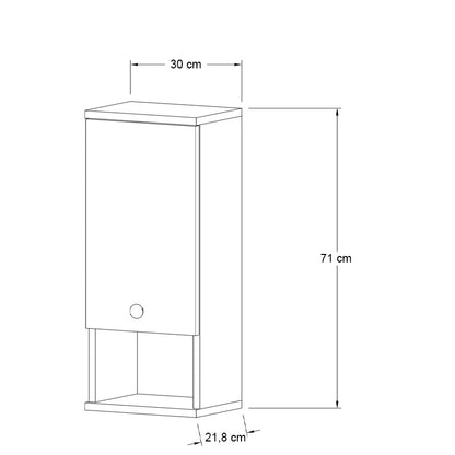 Ντουλάπι Μπάνιου Επιτοίχιο Mis Χρώμα Λευκό 30x21,8x71