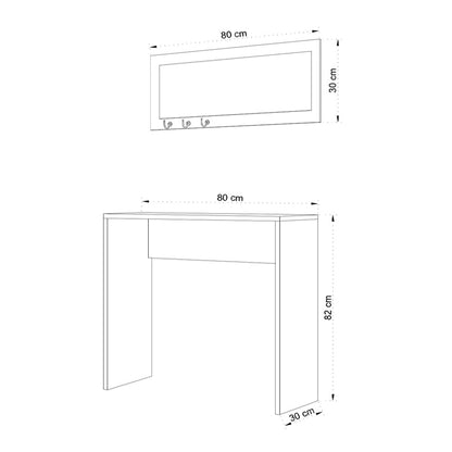 Κονσόλα με Καθρέπτη Cosenza Χρώμα Oak 80x30x82
