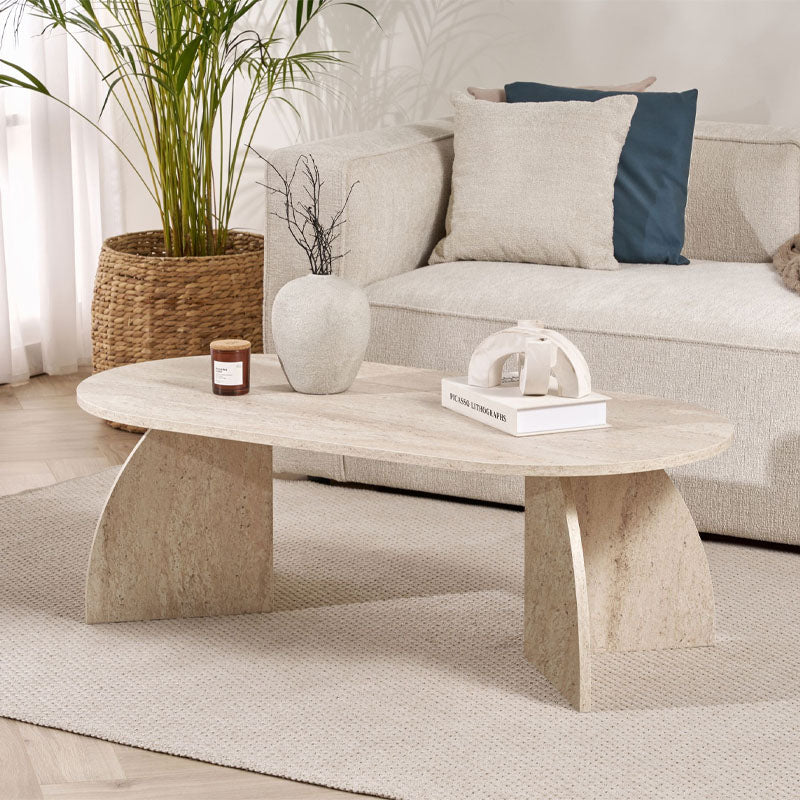 Τραπεζάκι Σαλονιού Melina Χρώμα Travertine 120x60x40