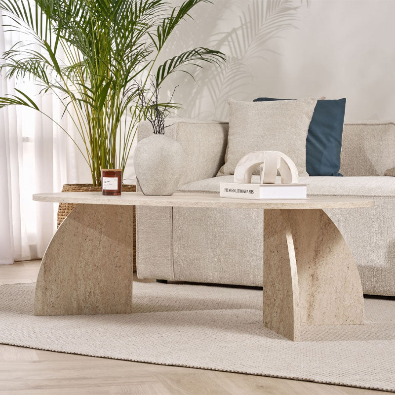 Τραπεζάκι Σαλονιού Melina Χρώμα Travertine 120x60x40
