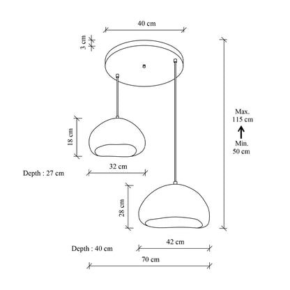 Φωτιστικό Οροφής Loval E27 Fiberglass Δίφωτο Χρώμα Λευκό Ø70x115