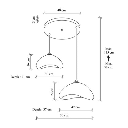 Φωτιστικό Οροφής Luna E27 Fiberglass Δίφωτο Χρώμα Λευκό Ø70x115