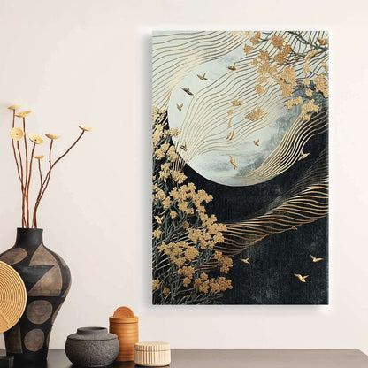 Πίνακας σε Καμβά "Golden Moon" Ψηφιακής Εκτύπωσης 70x100x3