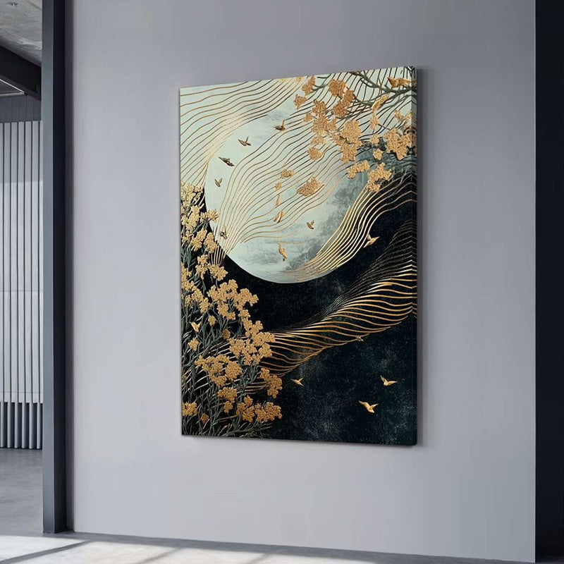 Πίνακας σε Καμβά "Golden Moon" Ψηφιακής Εκτύπωσης 70x100x3