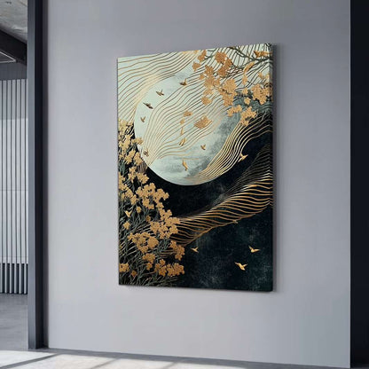 Πίνακας σε Καμβά "Golden Moon" Ψηφιακής Εκτύπωσης 70x100x3