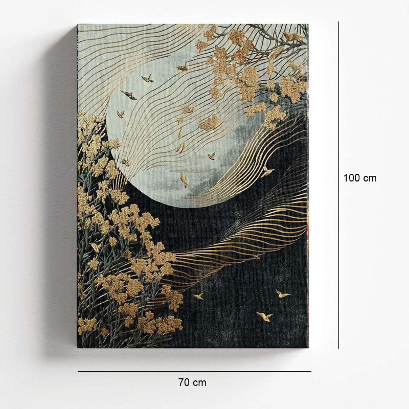 Πίνακας σε Καμβά "Golden Moon" Ψηφιακής Εκτύπωσης 70x100x3