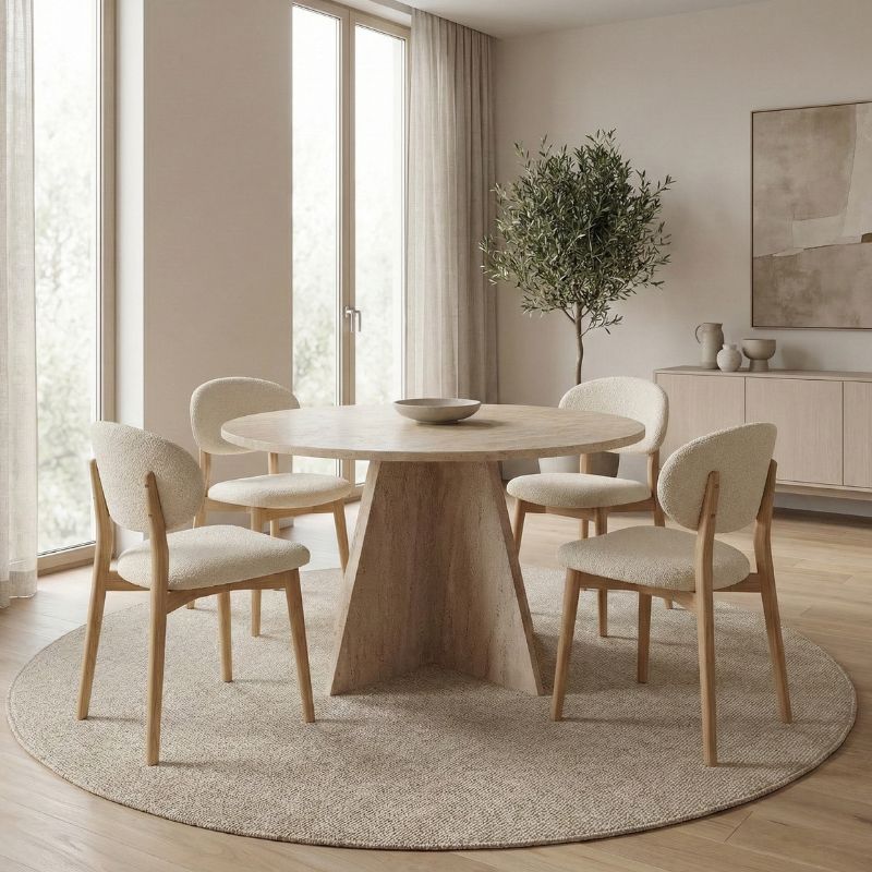 Τραπέζι Virela Χρώμα Travertine Ø120x75