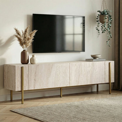 Έπιπλο Τηλεόρασης Nexus Χρώμα Travertine - Χρυσό 180x30x45,5