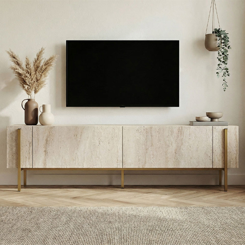 Έπιπλο Τηλεόρασης Nexus Χρώμα Travertine - Χρυσό 180x30x45,5