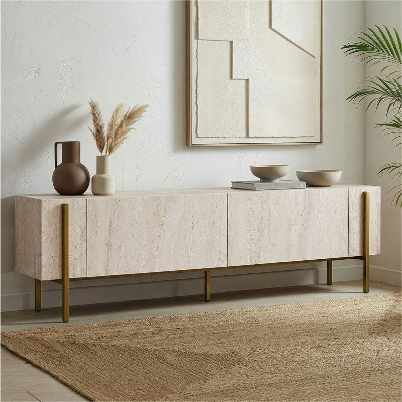 Έπιπλο Τηλεόρασης Nexus Χρώμα Travertine - Χρυσό 180x30x45,5
