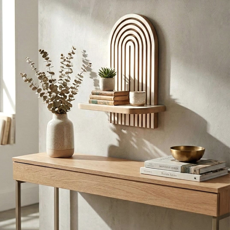 Ραφιέρα Τοίχου Artwill MDF Χρώμα Λευκό - Oak 26x13x35