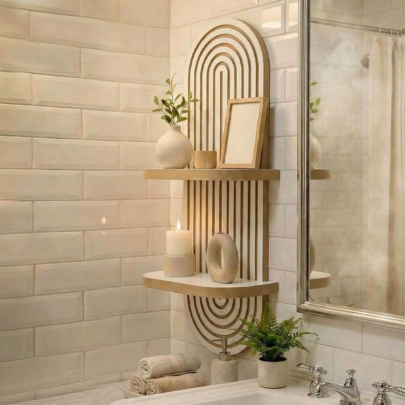 Ραφιέρα Τοίχου Artwill MDF Χρώμα Λευκό - Oak 26x13x70