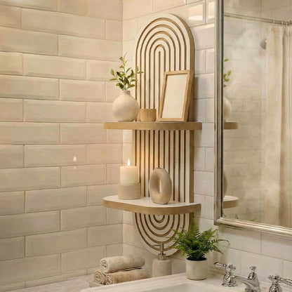 Ραφιέρα Τοίχου Artwill MDF Χρώμα Λευκό - Oak 26x13x70
