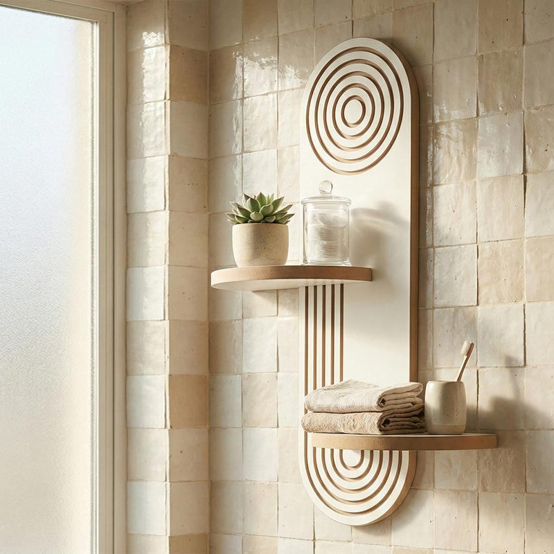 Ραφιέρα Τοίχου Artwill MDF Χρώμα Λευκό - Oak 46x13x70