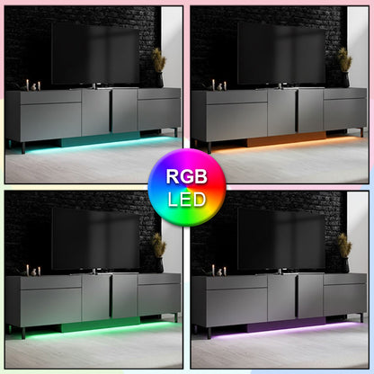 Έπιπλο Τηλεόρασης Arlen με LED RGB Χρώμα Ανθρακί 180x32x50