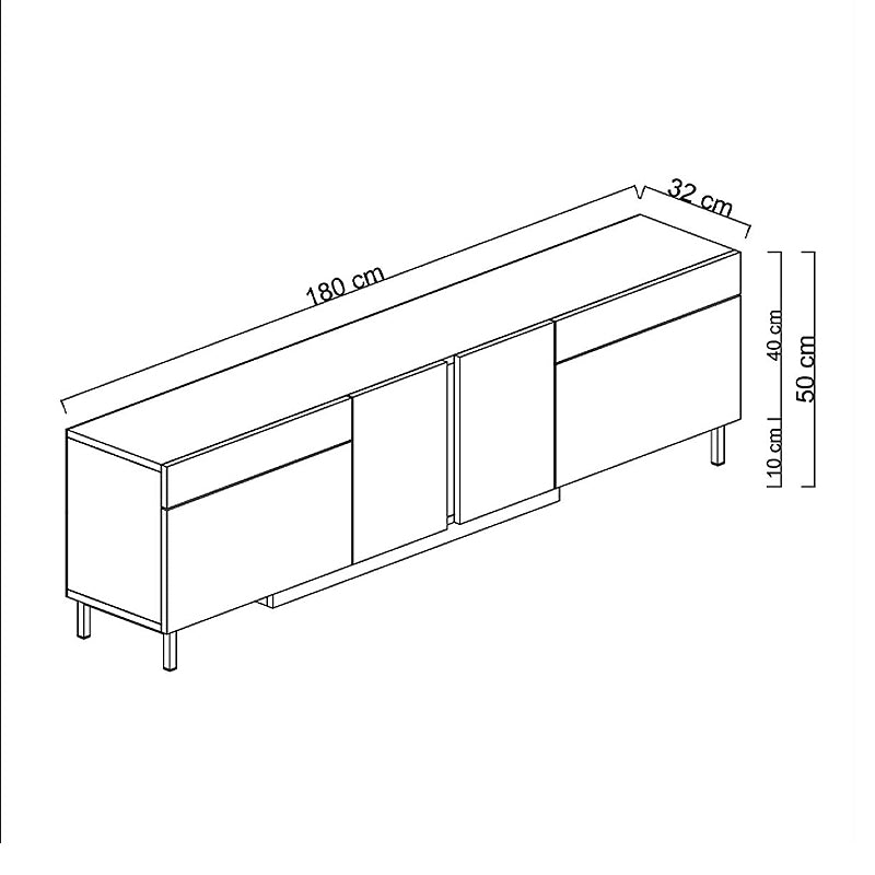 Έπιπλο Τηλεόρασης Arlen με LED RGB Χρώμα Ανθρακί 180x32x50
