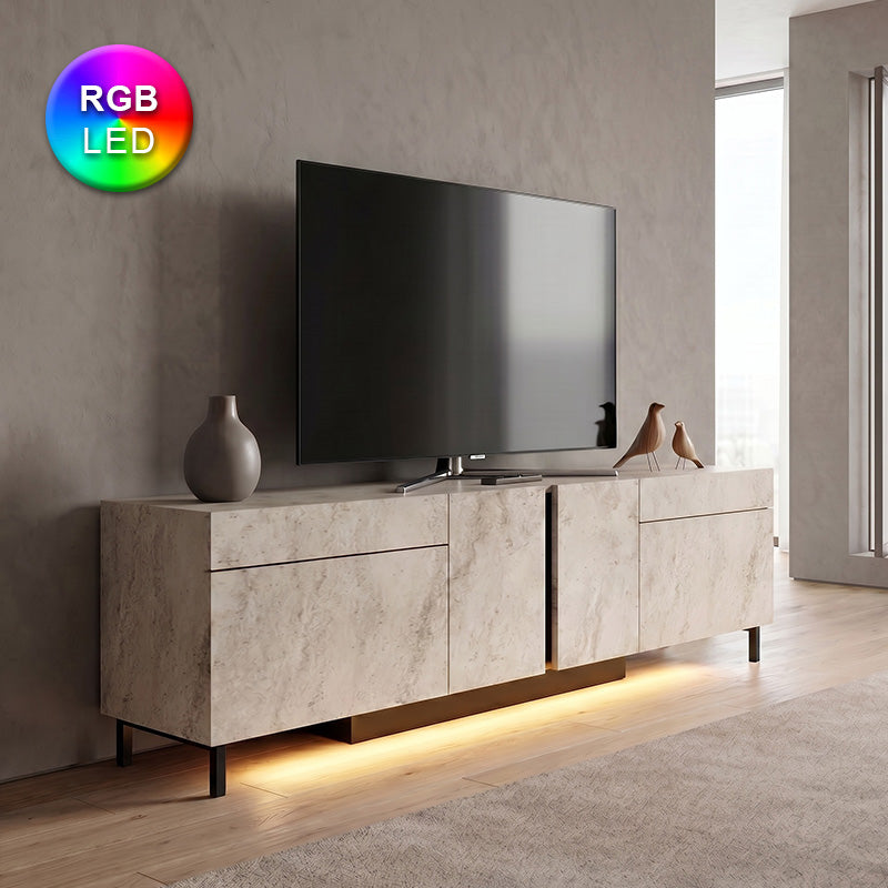 Έπιπλο Τηλεόρασης Arlen με LED RGB Χρώμα Travertine 180x32x50