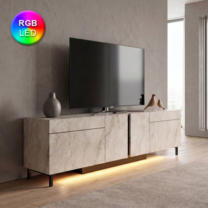 Έπιπλο Τηλεόρασης Arlen με LED RGB Χρώμα Travertine 180x32x50