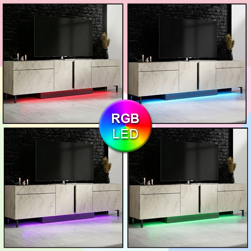 Έπιπλο Τηλεόρασης Arlen με LED RGB Χρώμα Travertine 180x32x50