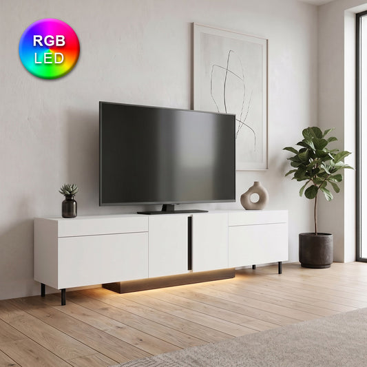 Έπιπλο Τηλεόρασης Arlen με LED RGB Χρώμα Λευκό 180x32x50
