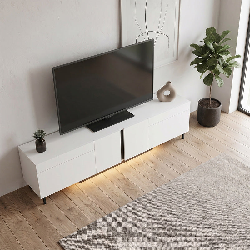 Έπιπλο Τηλεόρασης Arlen με LED RGB Χρώμα Λευκό 180x32x50