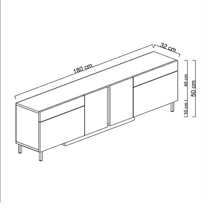 Έπιπλο Τηλεόρασης Arlen με LED RGB Χρώμα Λευκό 180x32x50