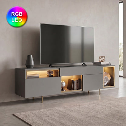 Έπιπλο Τηλεόρασης Norm με LED RGB Χρώμα Ανθρακί - Χρυσό 180x32x55