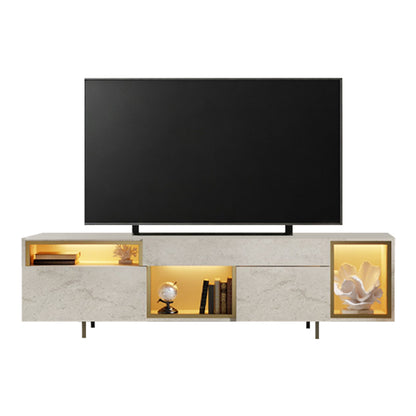 Έπιπλο Τηλεόρασης Norm με LED RGB Χρώμα Travertine - Χρυσό 180x32x55