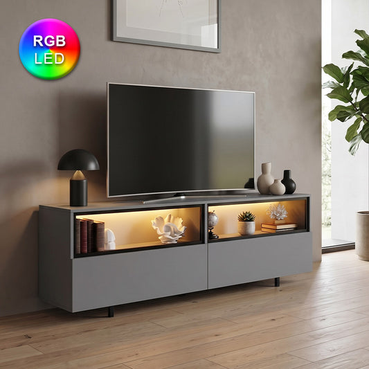 Έπιπλο Τηλεόρασης Eco με LED RGB Χρώμα Ανθρακί 180x32x67