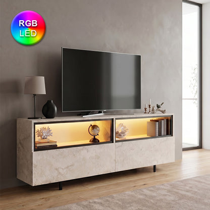 Έπιπλο Τηλεόρασης Eco με LED RGB Χρώμα Travertine 180x32x67