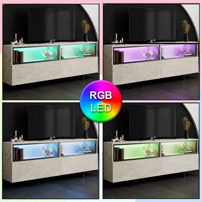 Έπιπλο Τηλεόρασης Eco με LED RGB Χρώμα Travertine 180x32x67