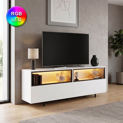 Έπιπλο Τηλεόρασης Eco με LED RGB Χρώμα Λευκό 180x32x67