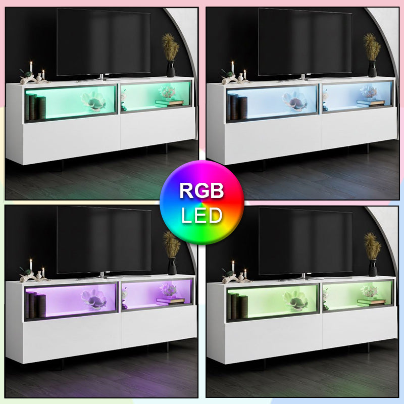 Έπιπλο Τηλεόρασης Eco με LED RGB Χρώμα Λευκό 180x32x67
