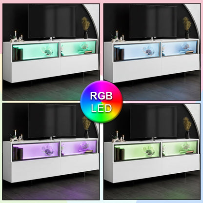 Έπιπλο Τηλεόρασης Eco με LED RGB Χρώμα Λευκό 180x32x67