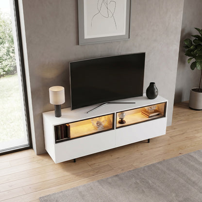 Έπιπλο Τηλεόρασης Eco με LED RGB Χρώμα Λευκό 180x32x67