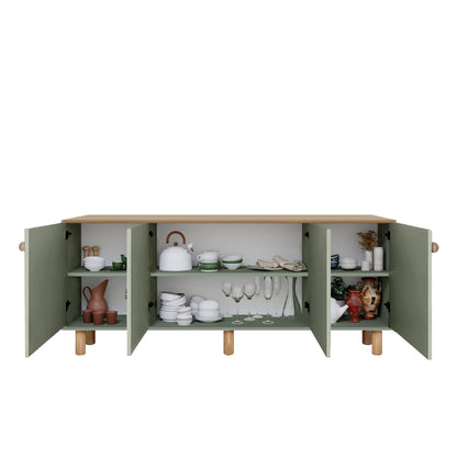 Μπουφές Bohemian Χρώμα Πράσινο - Φυσικό Οξιάς 180x40x75