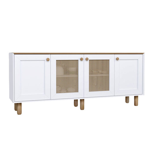Μπουφές Bohemian Χρώμα Λευκό - Φυσικό Οξιάς 180x40x75