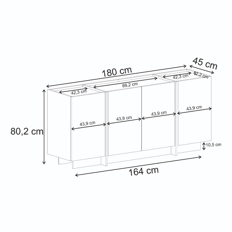 Μπουφές Dorma Χρώμα Καρυδί 180x45x80,2