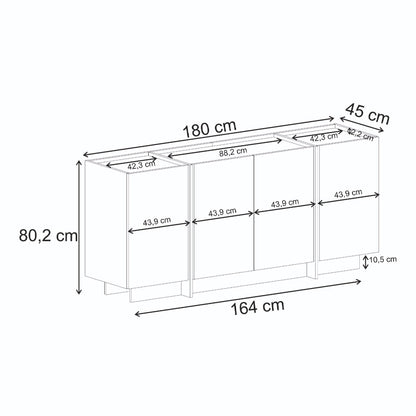 Μπουφές Dorma Χρώμα Καρυδί 180x45x80,2