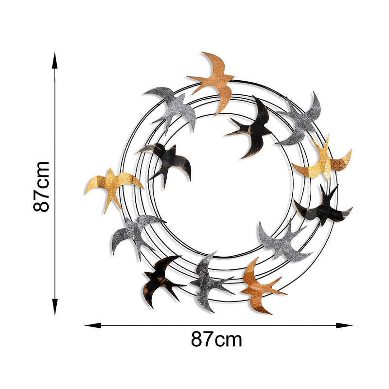 Διακοσμητικό Τοίχου Spiral Flock Μεταλλικό Χρώμα Μαύρο - Bronze - Ασημί 87x87εκ