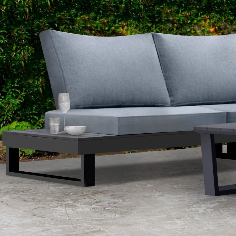 Σαλόνι Κήπου Γωνιακό Lyra Σετ 3 Τμχ Μέταλλο - Ξύλο Χρώμα Μαύρο