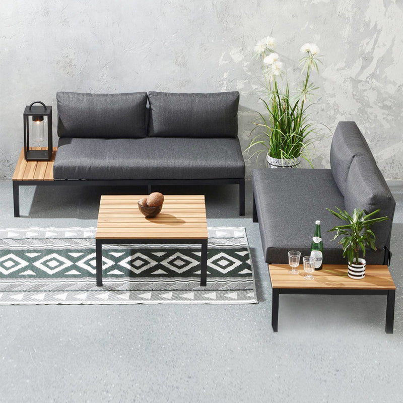 Σαλόνι Κήπου Echo Σετ 3 Τμχ Μέταλλο - Ξύλο Χρώμα Μαύρο - Γ